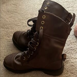 Dr. Martens Brown Combat Boots with Buckle Strap